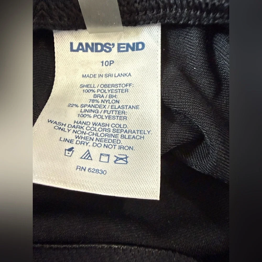Land’s End Black One-Piece Swimsuit with Blue and Purple Accent Panels Size 10P